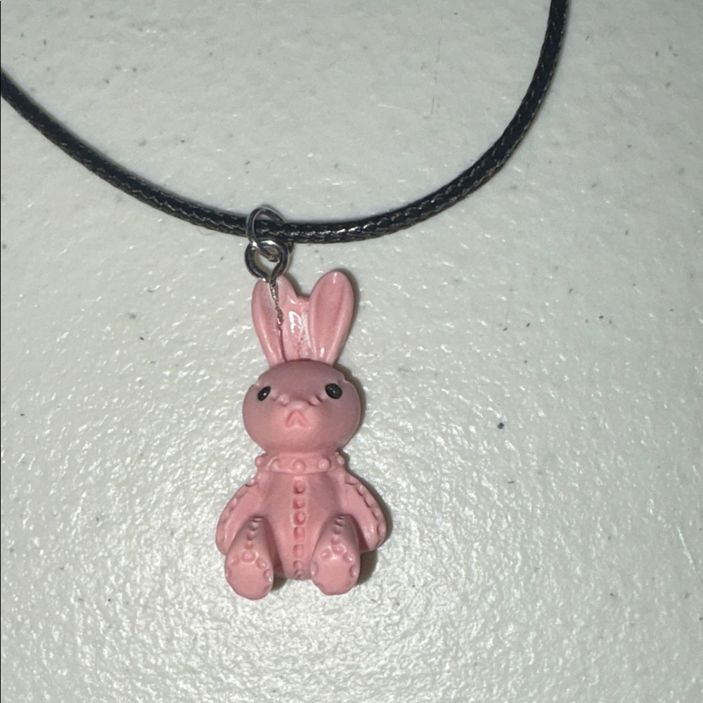 Pink Bunny Pendant Necklace